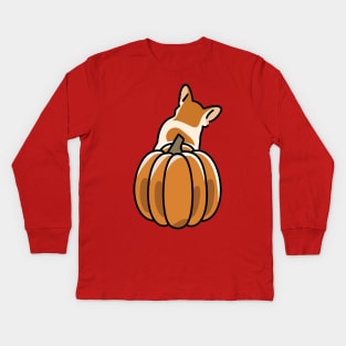 corgi butt pumpkin Kids Long Sleeve T-Shirt